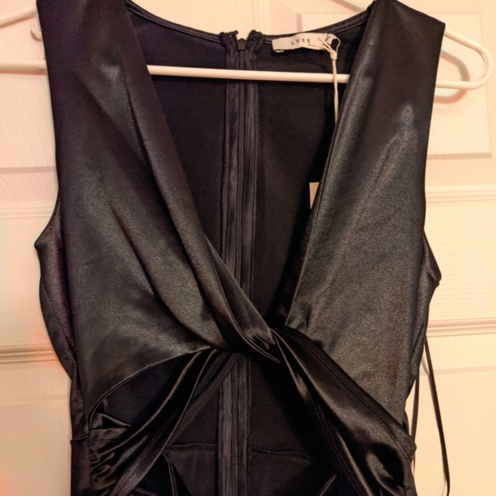 Lush Cutout Midi Black Dress